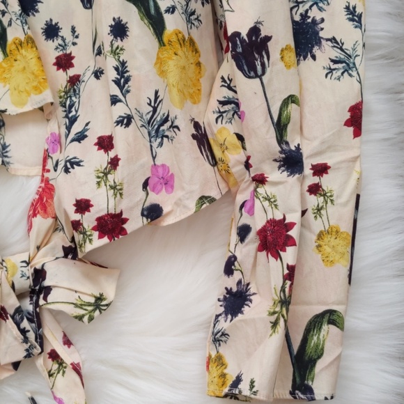 H&M Floral Top Belt Sleeve - Size 8 - Picture 4 of 8